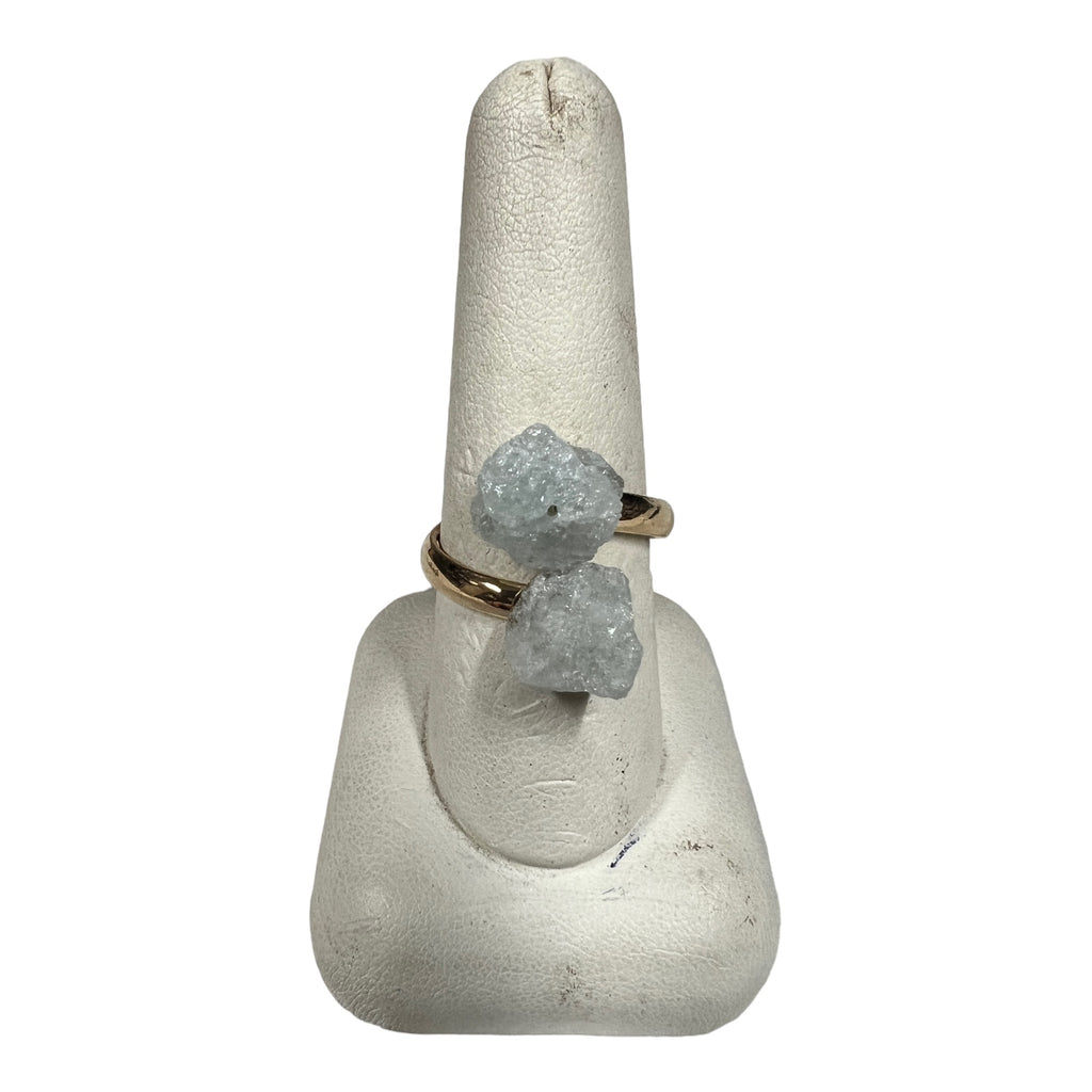 Aquamarine Rough Plated Adjustable Ring | Gem Center USA INC