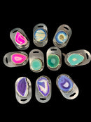 Agate Slice Gold Plated Phone Grips Mixed Colors - Gem Center USA INC