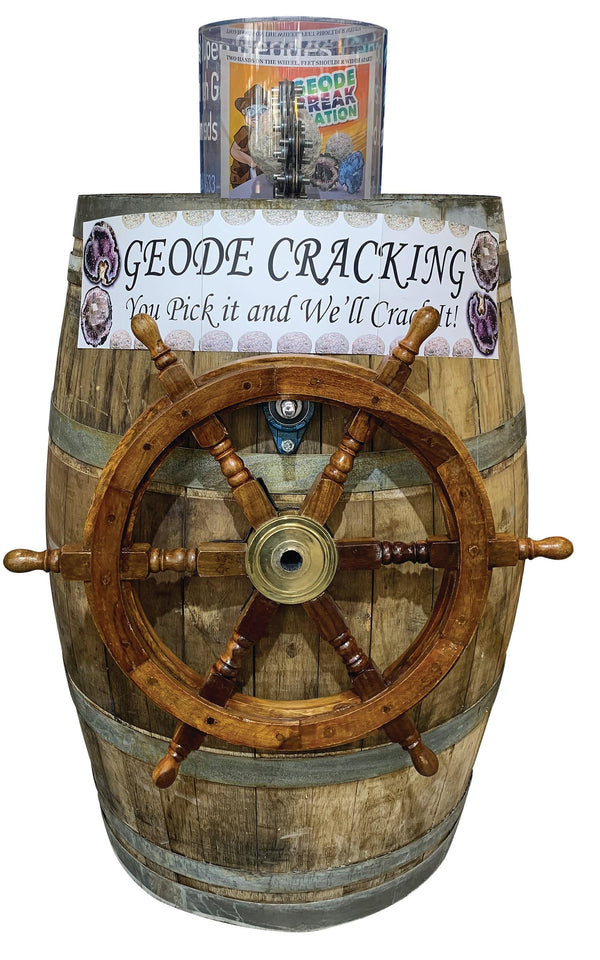 Pirate Wheel Geode Cracker Barrel - Gem Center USA INC