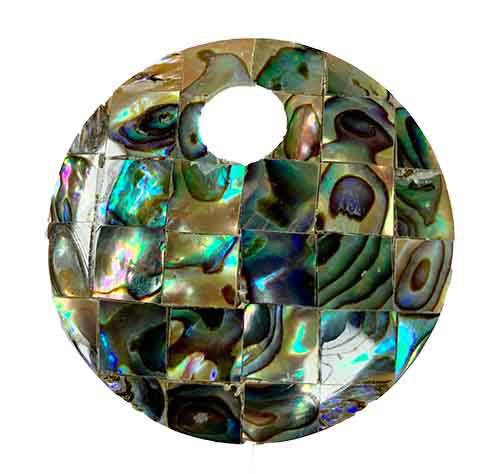 Abalone on Mother of Pearl Shell Round Inlay Cabochon RNDABA - Gem Center USA INC