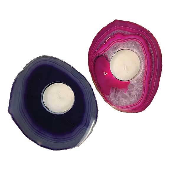 Agate Thick Slab Candle Holders - Gem Center USA INC