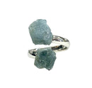 Aquamarine Rough Silver Plated Adjustable Ring - Gem Center USA INC