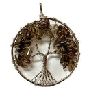 Smoky Quartz Tree of Life Pendant Approx 2 Inch Diameter - Gem Center USA INC