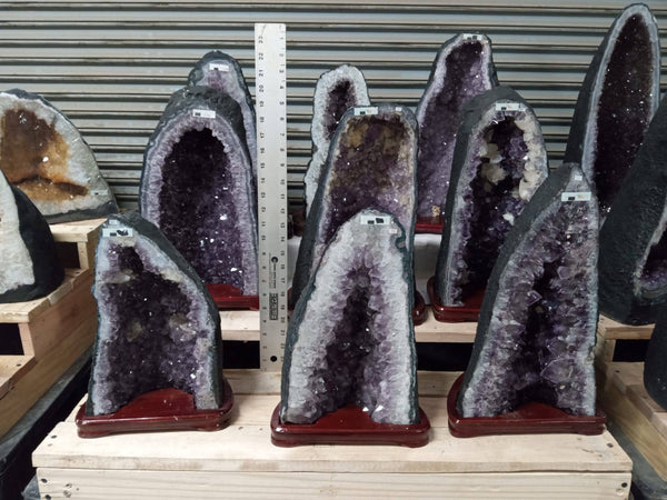 Amethyst Cathedral with a wood base Lot - Gem Center USA INC