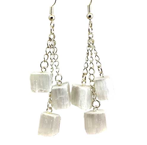 Selenite Crystal 3 Piece Earrings for Sale